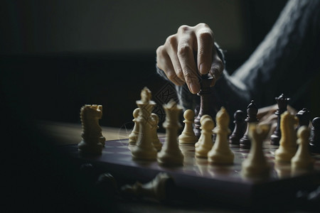 行政人员木板近距离身的年轻女在下象棋挑战商业竞争获胜者概念上打球骑士图片
