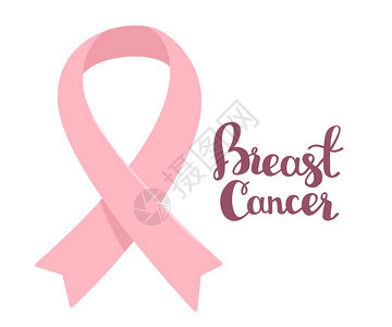 关心叉全球的以粉色丝带癌症认识符号和白背景文字本的癌症认识标志为宣传画横幅网站海报设计平板风格用于宣传画标语图片