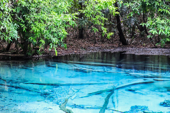 反射莫拉科潘皮萨尔蓝池Krabi省是泰国南端最惊人的景点之一图片