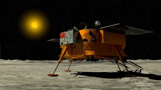 技术结石人长阳4号月球探测器于2019年月3日降落在球表面三维背景图解的太阳下着陆器图片