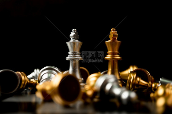 常设金和银王象棋是局最后的一站成功商业领导对抗和损失的概念注防御想象图片