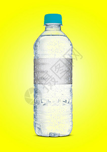 目的饮料在孤立彩色演播室背景3D制成的不正常型塑汽水或矿物瓶蓝色的图片