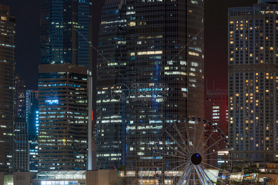 水香港城景夜市摩天大楼商业金融区旅游和目的地建筑设及标概念等均在夜幕建筑设和里程碑式概念上关闭建筑学金融的图片