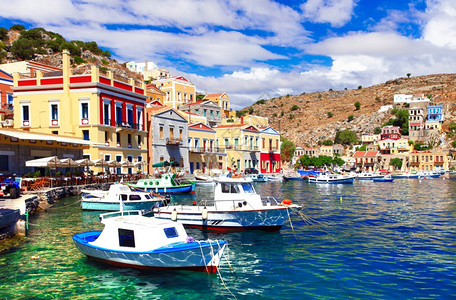 欧洲屋希腊多德卡尼萨的小型传统岛屿Chalki建筑学图片
