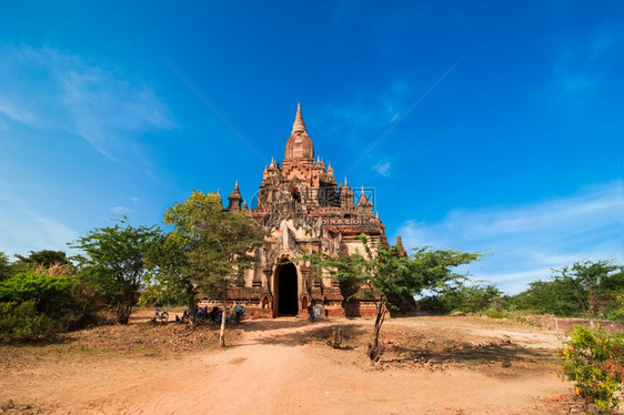 缅甸巴甘王国古老佛教寺庙的奇观建筑位于缅甸巴甘Bagan的缅甸旅游地貌和目的遗产乡村塔图片