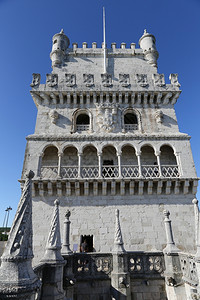 传统的塔霍观察葡萄牙里斯本Belem的加固塔台壮观图片