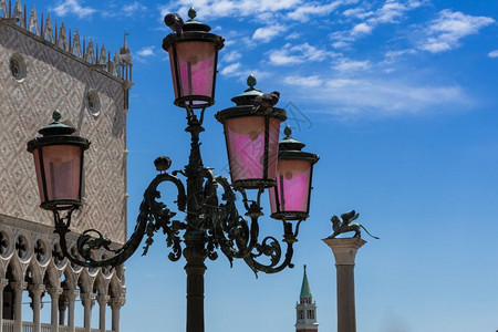 历史桑旅游意大利威尼斯典型灯台多格斯柯宫圣乔治马吉奥尔贝塔和Winged狮子专栏图片