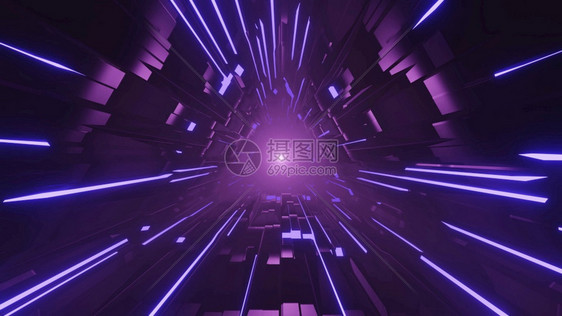 未来紫色黑光照亮透视4kuhd3d插图背景三边黑暗时间旅行入口插图背景隧道通图片
