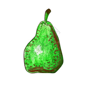 自然健康棕色的斑点绿果子手工绘制油面贴图画食品标签设计生态产品白背景的一粒梨子白背景的一粒图片