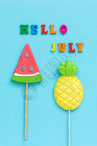 7月菠萝和西瓜棒棒糖图片