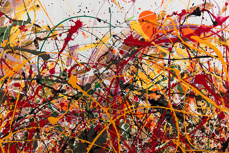 红色黄橙绿等不同颜模式的抽象画艺术阵列Trokes染料弄脏艺术的图片