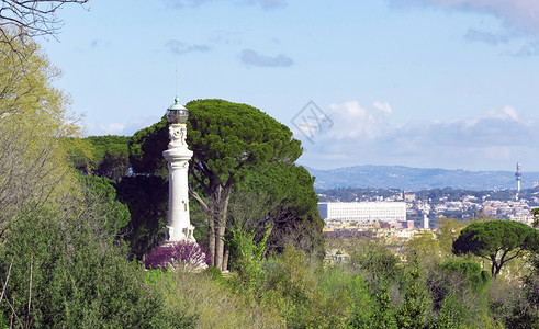 阿根廷吉尼科洛山的灯塔或阳光明媚的春日Janiculum罗马的法鲁图片