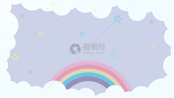 墙纸儿童幼园和概念或演示文稿的Soft梯度糊式卡通漫画图案背景彩虹色云或者泰国图片