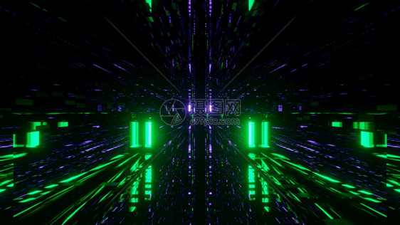 建造高科技未来黑暗尼恩数据中心4kuhd3d插图背景绿板Lamp网络冒险插图背景城市的图片