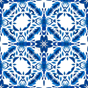 土耳其蓝色白的Azulejo葡萄牙文和西班装饰品无缝整洁板条纹布Forfeandazulejo陶瓷和azulejo陶瓷放荡不羁的图片