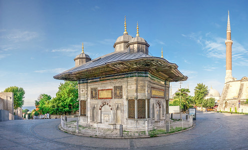 公园历史考古学土耳其伊斯坦布尔Topkapi大门后面的SultanAhmet不长泉土耳其Istambul071329Sultan图片