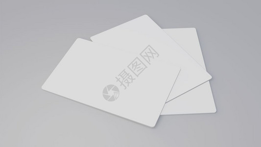 床单白礼品卡信用模型堆叠在灰色桌底背景上的白卡模型用于商业品牌展示的实物背景印刷品370x215英寸纸张尺包括3D插图信息横幅图片
