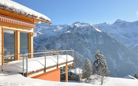 木屋云杉阿尔卑斯山风景瑞士布劳伦瓦尔德僻图片