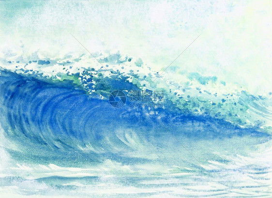 海水彩色绘画浪在上大波的浪暴背景情感喷洒在天空中画插图现代印刷海报凉爽的波浪图片