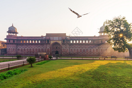 亚洲人门印度贾汉吉尔宫阿格拉堡印度阳光明媚的晨间贾汉吉尔宫阳光明亮的早晨镇图片