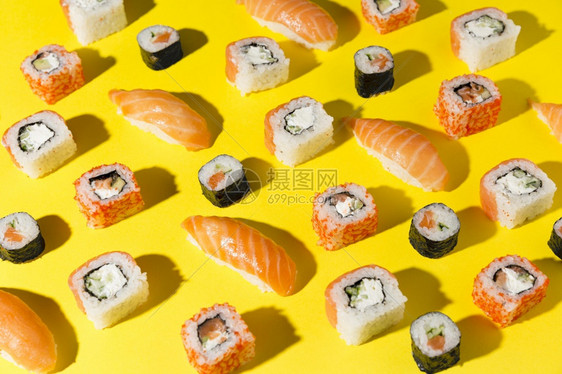 分辨率和高品质的美丽照片味食丰富多彩的寿司表优质美容图片概念优美景白饭健康日本人图片