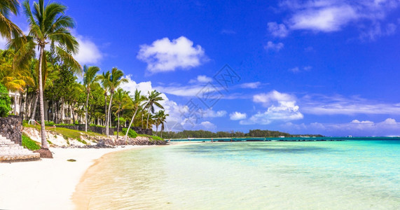 毛里求斯BellMarre岛美丽热带海滩屿风景受欢迎的椅子马尔代夫图片