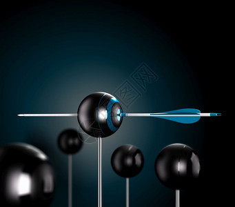精确的概念公司一个蓝箭头将球靶的中心穿透到一个控制风险的黑色背景符号上概念3D使图像具有实用风险控制图片