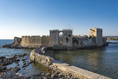 欧洲Methoni希腊2018年月10日在伯罗奔尼撒的Methoni威尼斯堡垒Messenia希腊城堡是由威尼斯人在1209年之图片