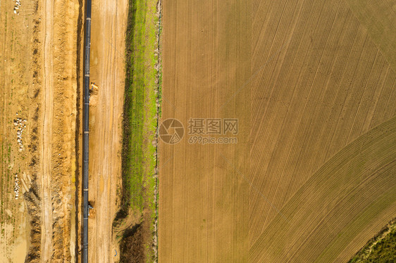 靠近16029年在德国沃兰格斯堡附近的欧洲天然气管道EUGAL建造工地该管道从卢布明开始位于北溪1和2皮线的着陆场气体土耳其流图片