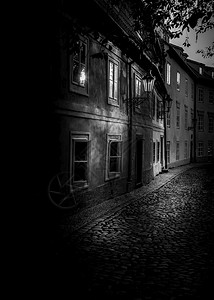 如画游客捷克旧布拉格黑白相片之角的色和白街道图片