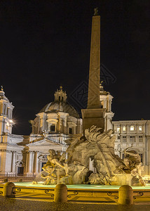 旅游多米提安罗马纳沃广场是意大利和欧洲最有名的里程碑之一在意大利罗马PazzaNavona意大利罗马和欧洲的四河不流泉杰作图片