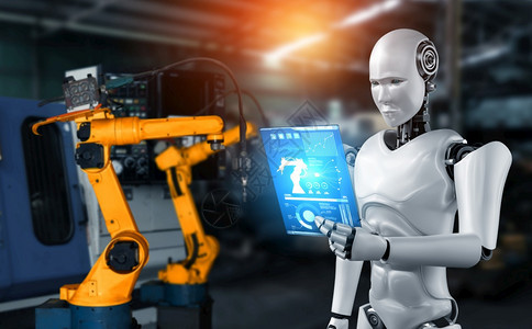 门户14用于工厂生产装配的机械化工业器人和械臂工业革命和自动化制造过程的人工智能概念用于工厂生产装配的机械化工业器人和械臂部件聪图片