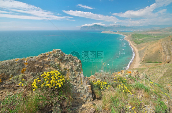 目的地海景沿泉湾日时的风景自然构成图片