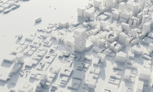 建造白色的几何单铬建筑和商业城市规划概念中的天际和大都市单色建筑和商业城市规划低多边城景观为大型项目主题复制空间3D插图绘制蓝图片