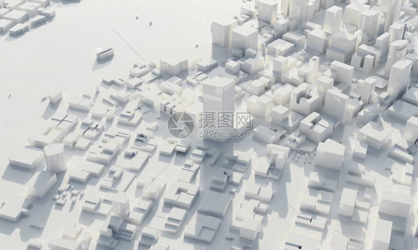 建造白色的几何单铬建筑和商业城市规划概念中的天际和大都市单色建筑和商业城市规划低多边城景观为大型项目主题复制空间3D插图绘制蓝图片