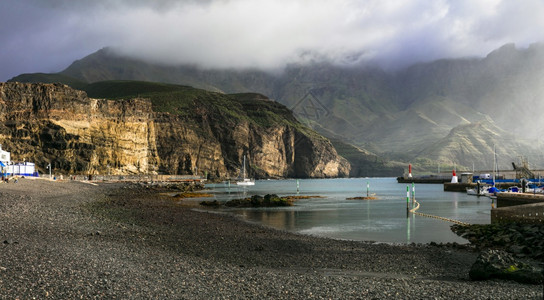 火山岛大加那利的黑沙滩图片