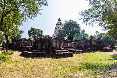 泰国呵叻府PrasatPhanomWan历史公园由古代高棉时的砂岩建造筑宗教地标图片