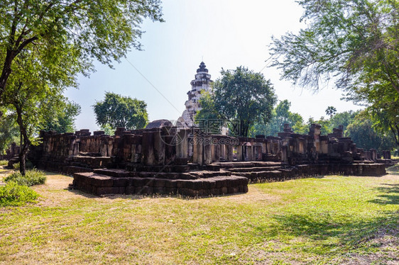 泰国呵叻府PrasatPhanomWan历史公园由古代高棉时的砂岩建造筑宗教地标图片