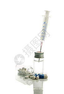 注入瓶装医疗针头用液体在白色上隔离程序脱氧核糖酸图片