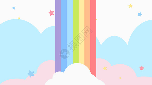 多色的儿童幼园和的软坡梯度面糊式漫画概念或演示文稿有色云天彩虹背景摘要kawaii宇宙的独角兽图片