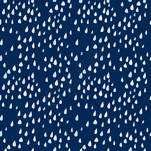 秋天的雨夏天丰富多彩的晚上无缝模式大雨滴白色蓝卡通雨在夜天空背景上柔软四面水彩形状有纸质纹理儿童树脂装饰服纺织品和无缝纸风格大雨滴设计图片