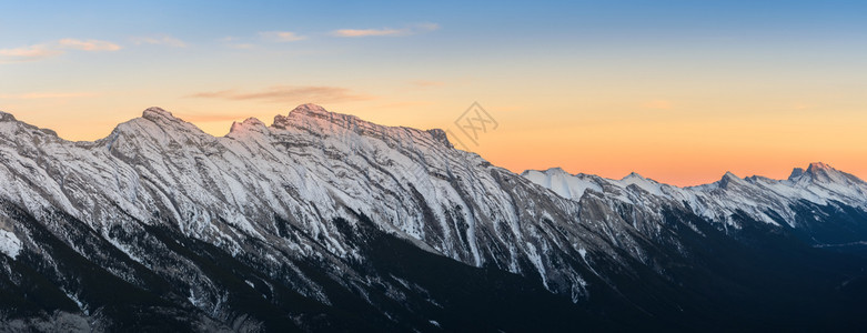 顶峰蓝色的旅行加拿大艾伯塔邦夫公园的加拿大落雪山脉全景日天线来自BanffGondolaSulphurMoustain图片