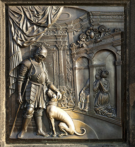 尼波穆克圣约翰雕像的底座描绘了他一生中的情景例如Johanna女王的忏悔和圣人之死在现代时接触这里的桥梁以带来好运并确保访者返回图片