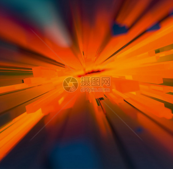 火热黄色的插图光流能量隧道以正方形的明火彩色橙辐射背景光流能量隧道干线图片