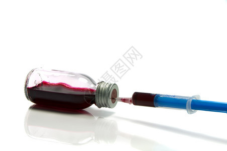 瓶装医疗针头用液体在白色上隔离诊断程序牙医图片