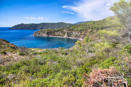 意大利埃尔巴岛美丽的海岸线意大利旅游夏天场景图片