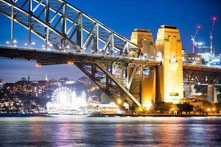澳大利亚悉尼港桥晚上澳洲曼哈顿自然反射图片