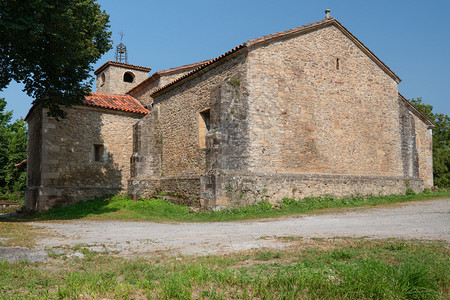 遗产崇拜多里加旧教堂西班牙阿斯图里亚格拉多与萨之间圣地亚哥卡米诺小道的地标灵背景图片