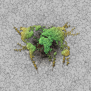 合成的树苗遭受干旱枯或涸土地进入丰富的潮湿有机土壤时气候变化危险或地球日和全升温循环地形为复合体的绿色植物日益壮大其变化危险或地图片