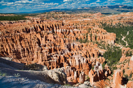 雄伟BryceCanyon公园夏季岩石地形图片